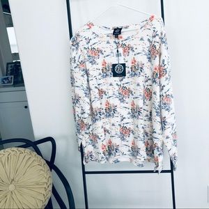 Bobeau Ivory Water Lily Long Sleeve Pullover 3X